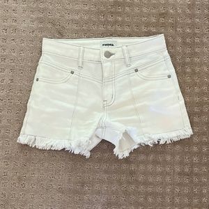 White Fray Hem Denim Shorts